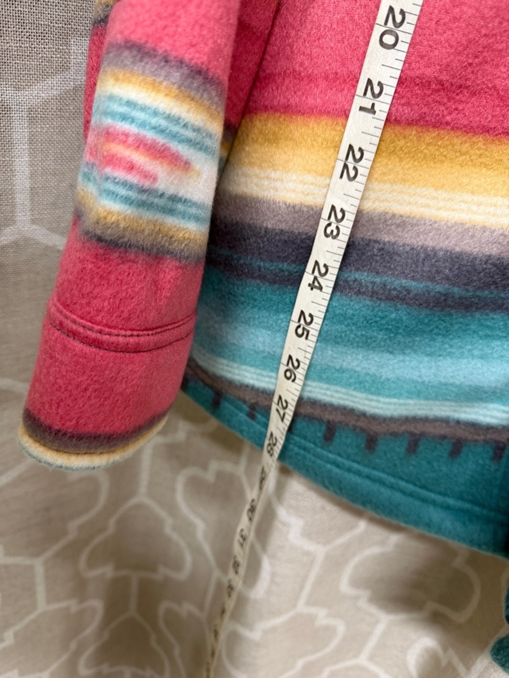 O'Neill Aztec print Striped flannel Jacket in Teal, Coral & Mustard Large NWT - Picture 5 of 8